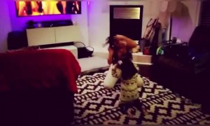 माँ और बेटी मिलकर घर पर मस्ती करते हुए